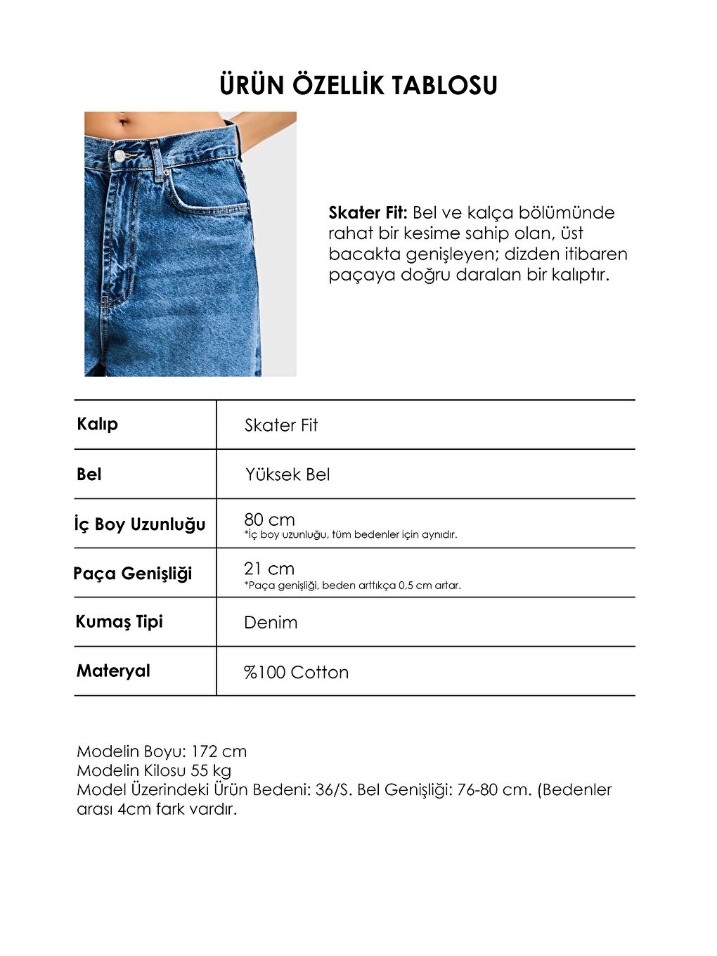 Kadın Mavi Cindy 4s6-4 Skater Fit Bol Kesim %100 Pamuk Denim Jean-4