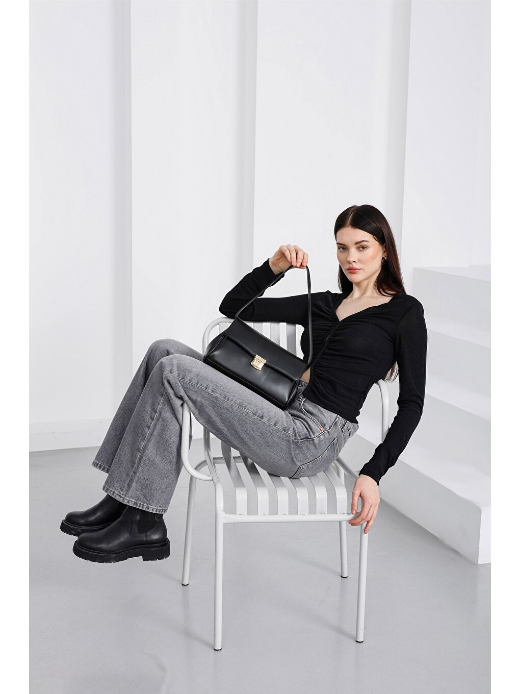 Lauren City Baget Çanta Siyah-2