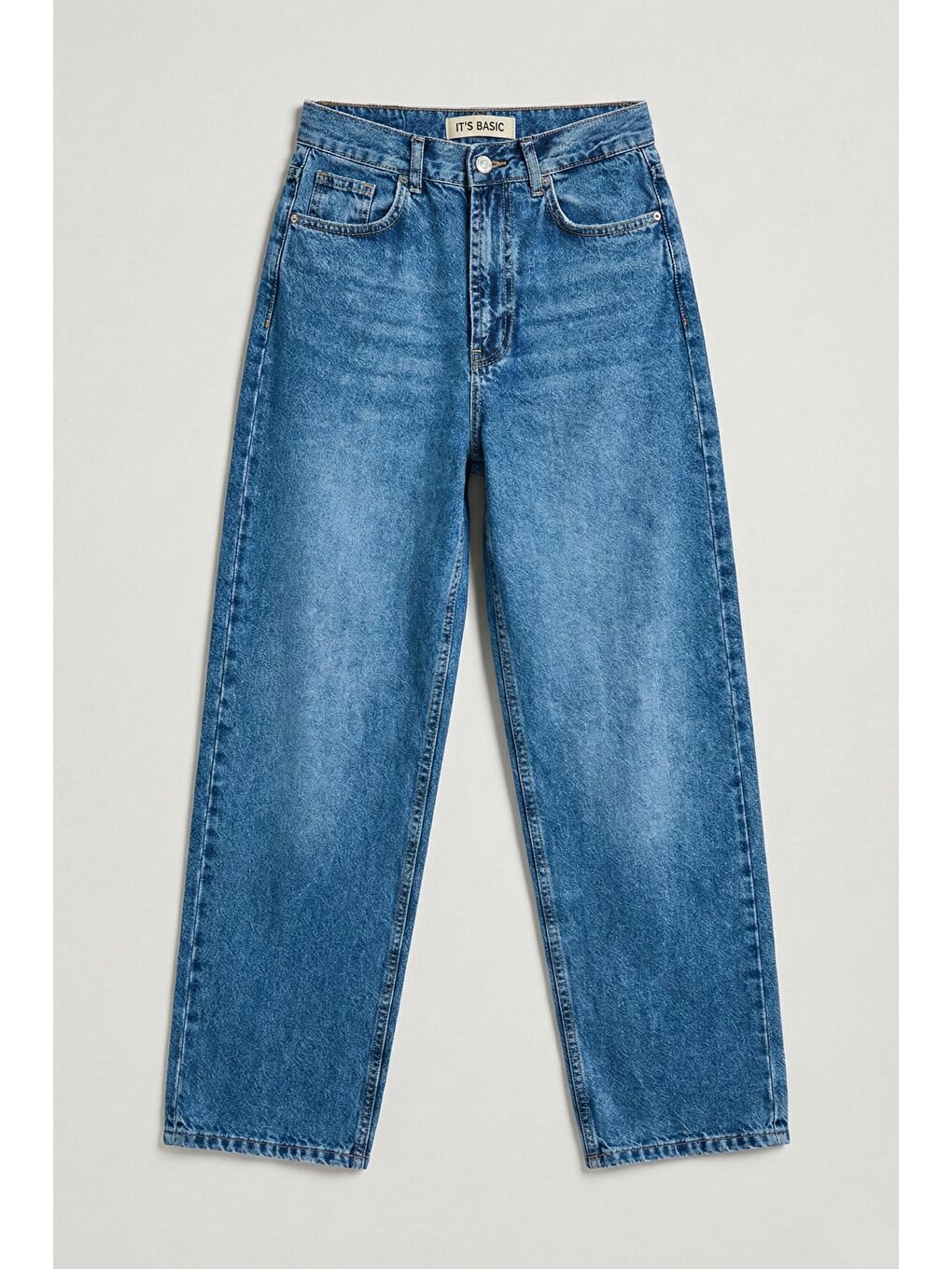 Kadın Mavi Cindy 4s6-4 Skater Fit Bol Kesim %100 Pamuk Denim Jean-5