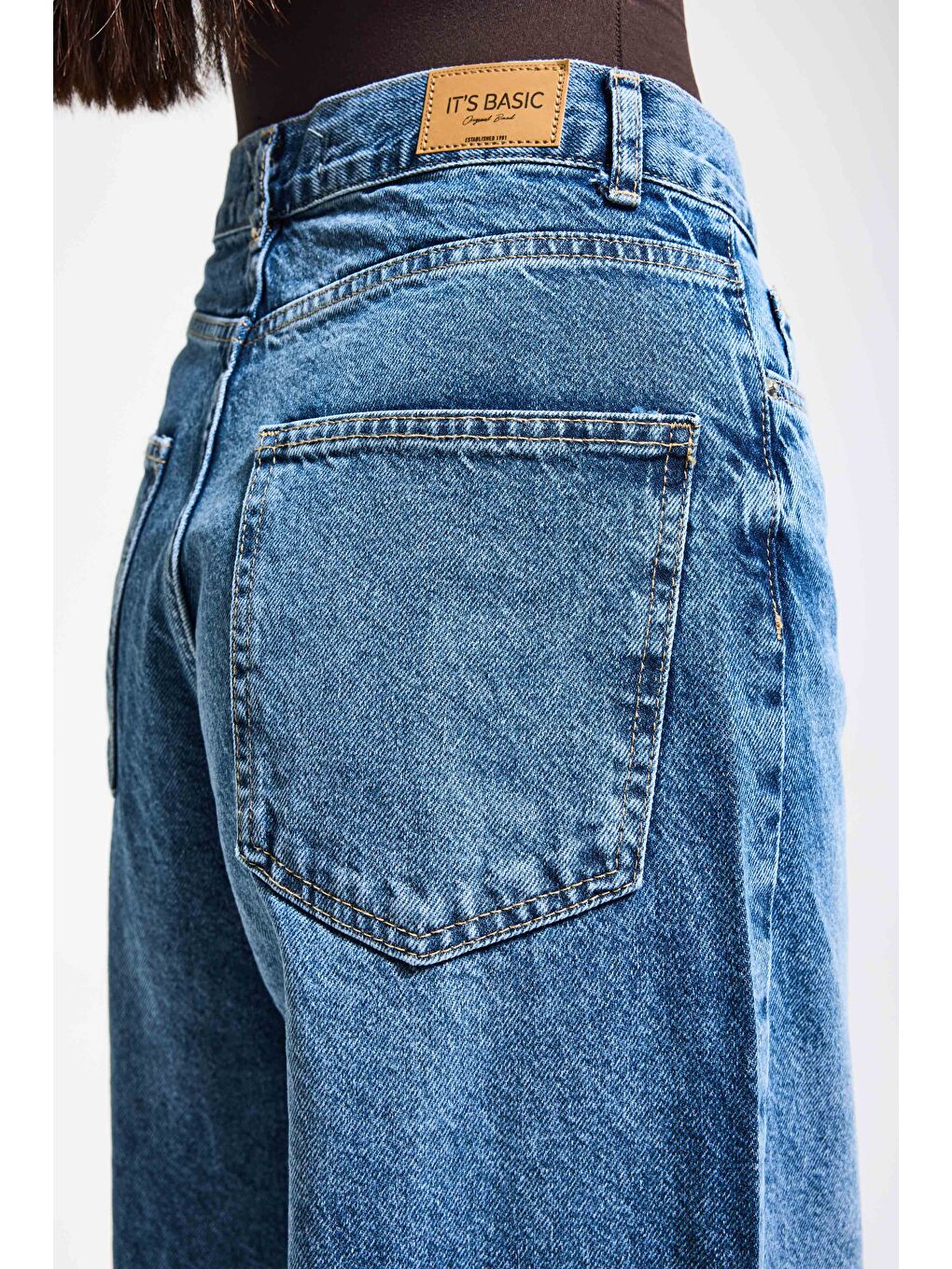 Kadın Mavi Cindy 4s6-4 Skater Fit Bol Kesim %100 Pamuk Denim Jean-7