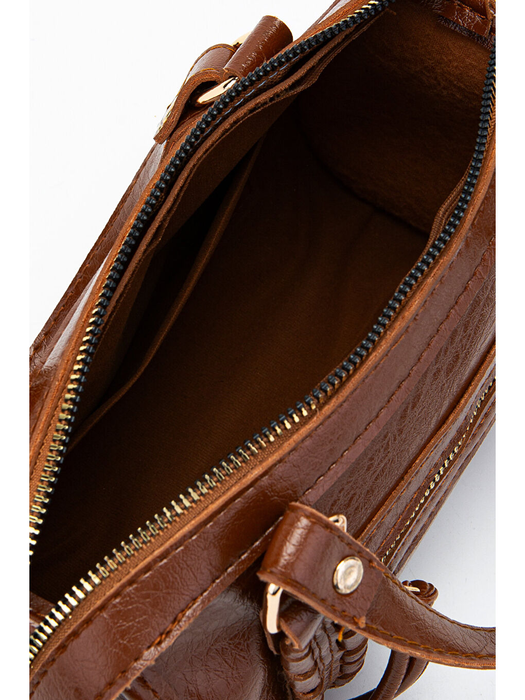 Kahverengi Örgü Ve Sarkıt Detaylı Jimmy Kadın Çapraz Çanta Taba-6