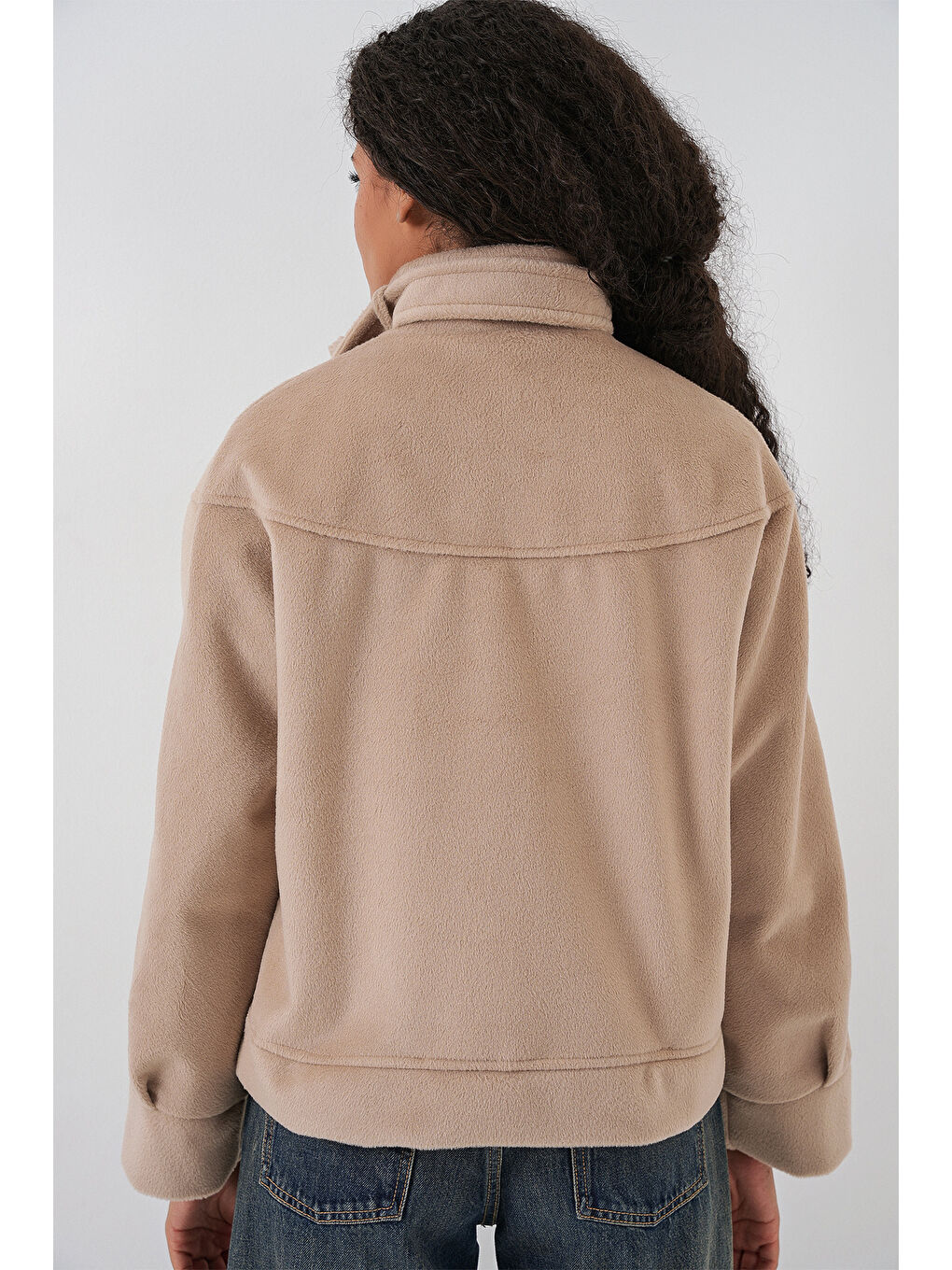 Kadın Oversize Bomber Ceket 0729 - Bej-6