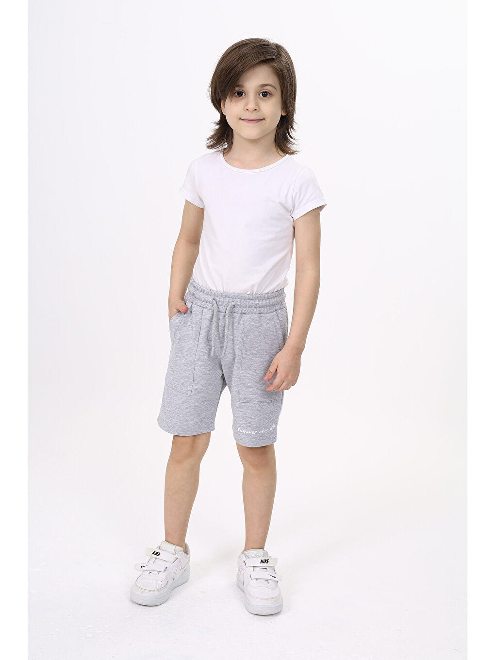 Gri Erkek Çocuk Baskılı Şort