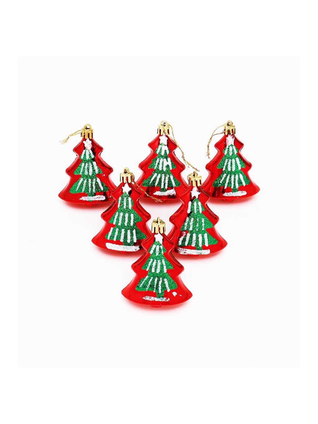Karışık Yılbaşı Çam Ağacı Şeklinde Süs Seti – 6 Adet-1