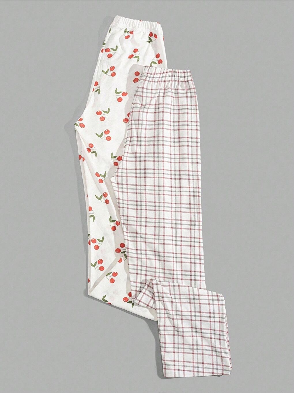 Beyaz 2'li Desenli Pijama Altı Set