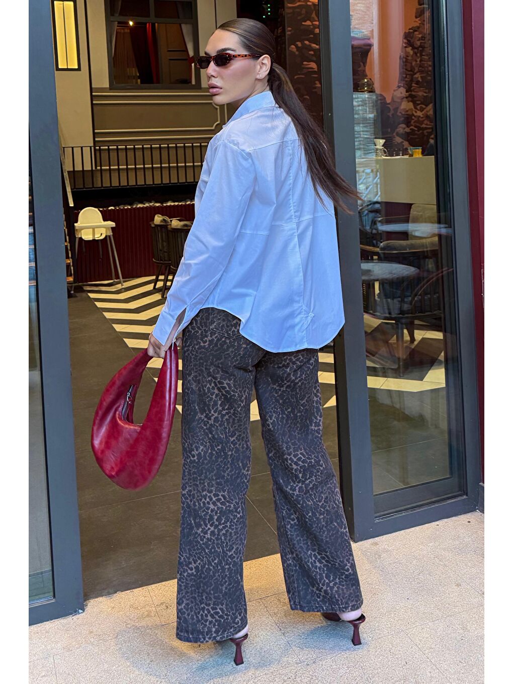 Mavi Düz Kesim Düğmeli Kadın Gömlek Mg2583-3