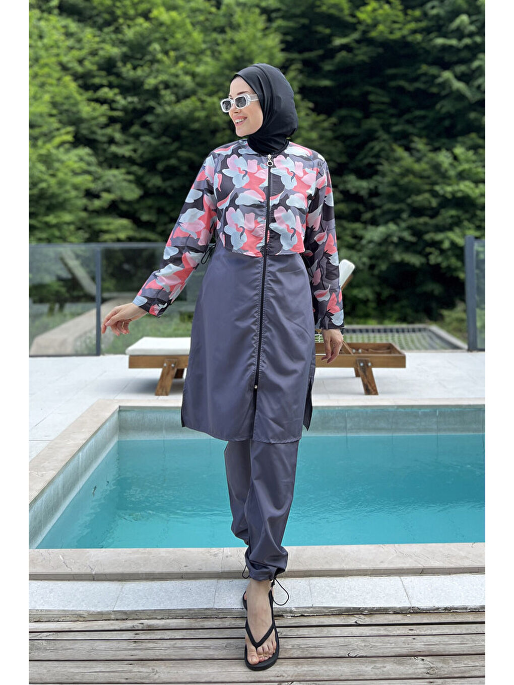 Paraşüt Tam Kapalı Tesettür Mayo Aller 2403 Gri-1