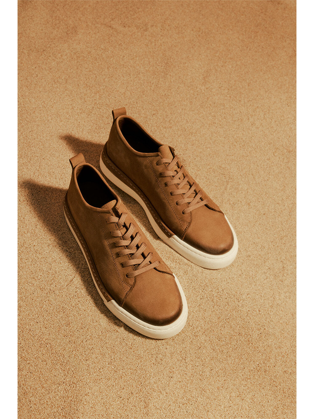 Bej Erkek Vizon %100 Nubuk Esnek Rahat Taban Sneaker Ayakkabı-1