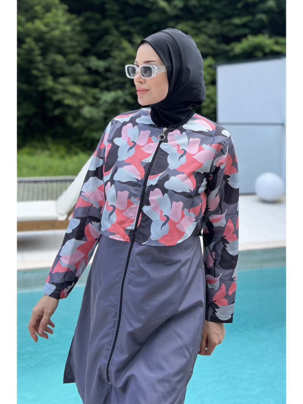 Paraşüt Tam Kapalı Tesettür Mayo Aller 2403 Gri-2