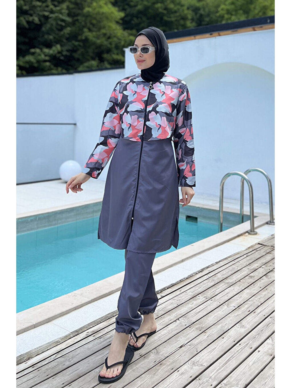 Paraşüt Tam Kapalı Tesettür Mayo Aller 2403 Gri-3