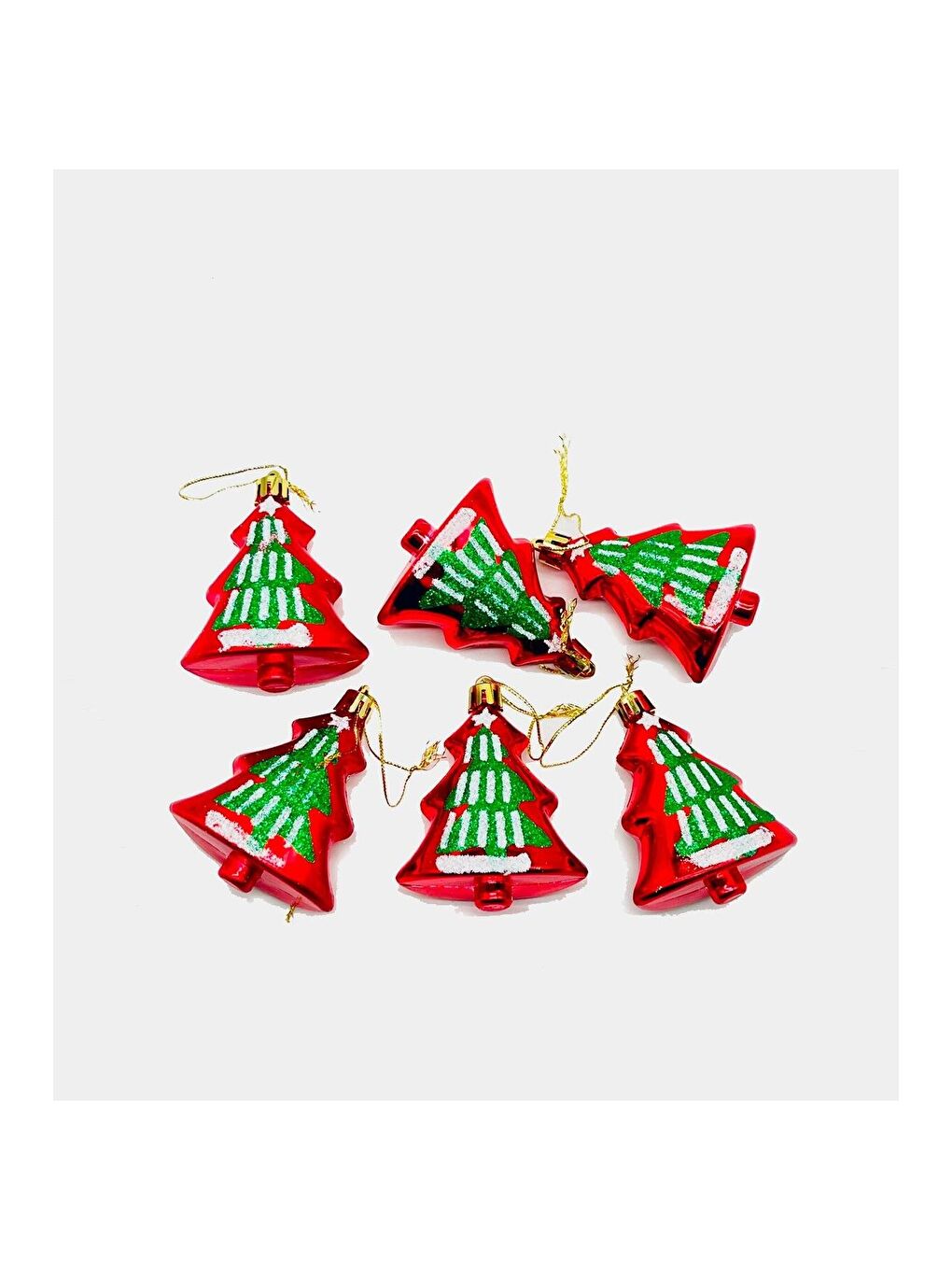 Karışık Yılbaşı Çam Ağacı Şeklinde Süs Seti – 6 Adet-3