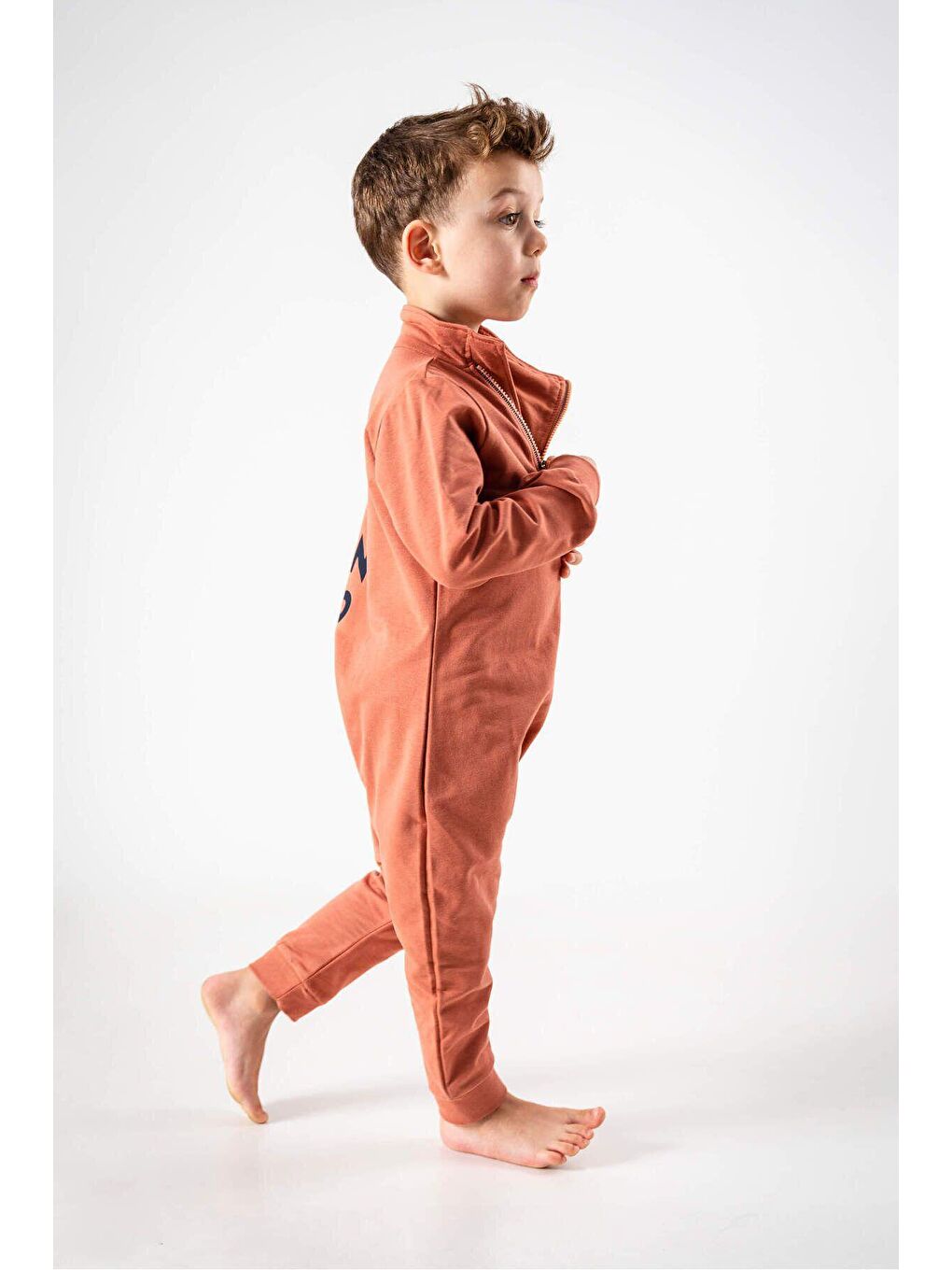 Kahverengi Yandan Fermuarlı  Bebek Tulum