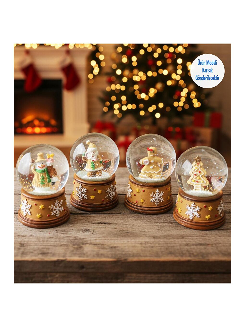 Karışık Kurabiye Adam Yılbaşı Temalı Mini Kar Küresi-1