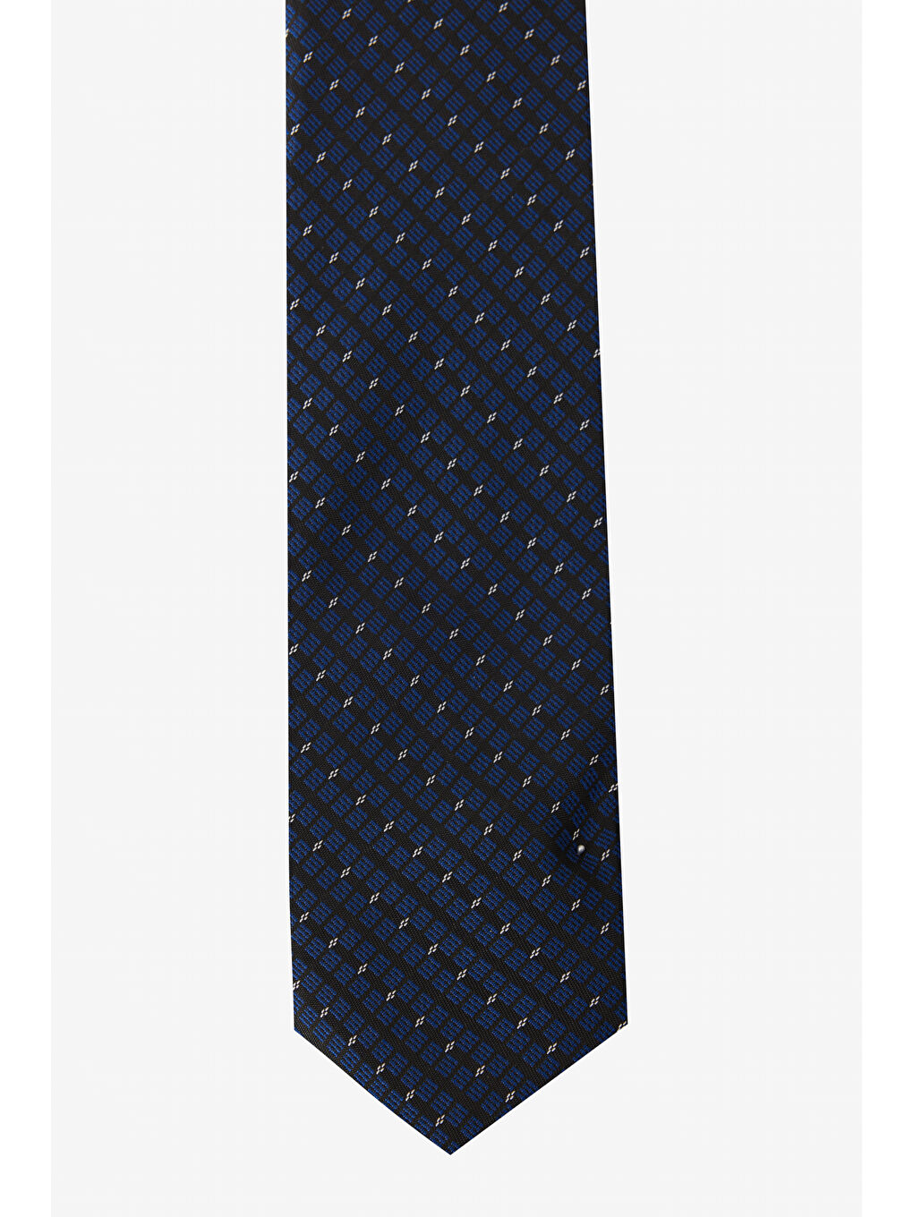 Erkek Lacivert-Beyaz Desenli Kravat-1