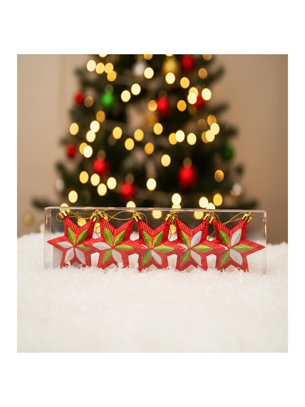 Karışık Yılbaşı Yıldız Şeklinde Ağaç Süsü – 5 Adet-1