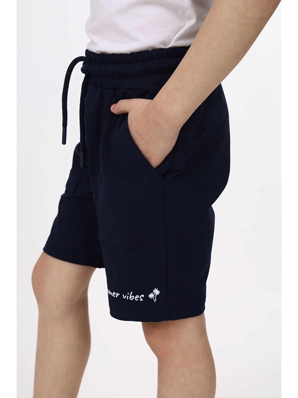 Lacivert Erkek Çocuk Baskılı Şort-1