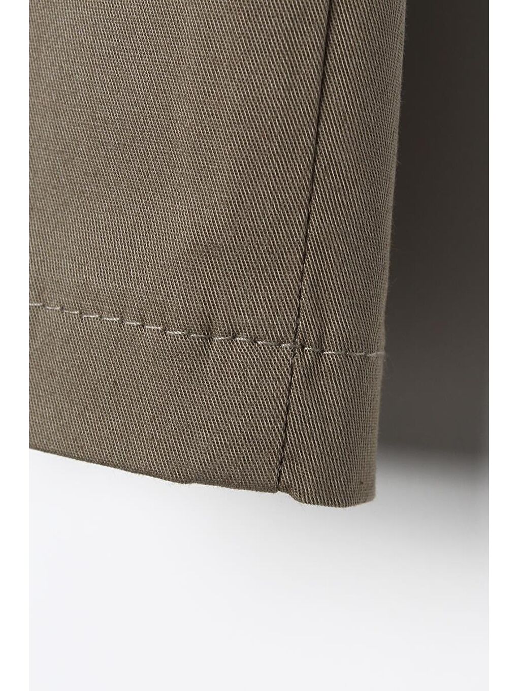 Haki Pamuklu Ütü İzli Cepli Elastanlı Dar Paça Pantolon-4