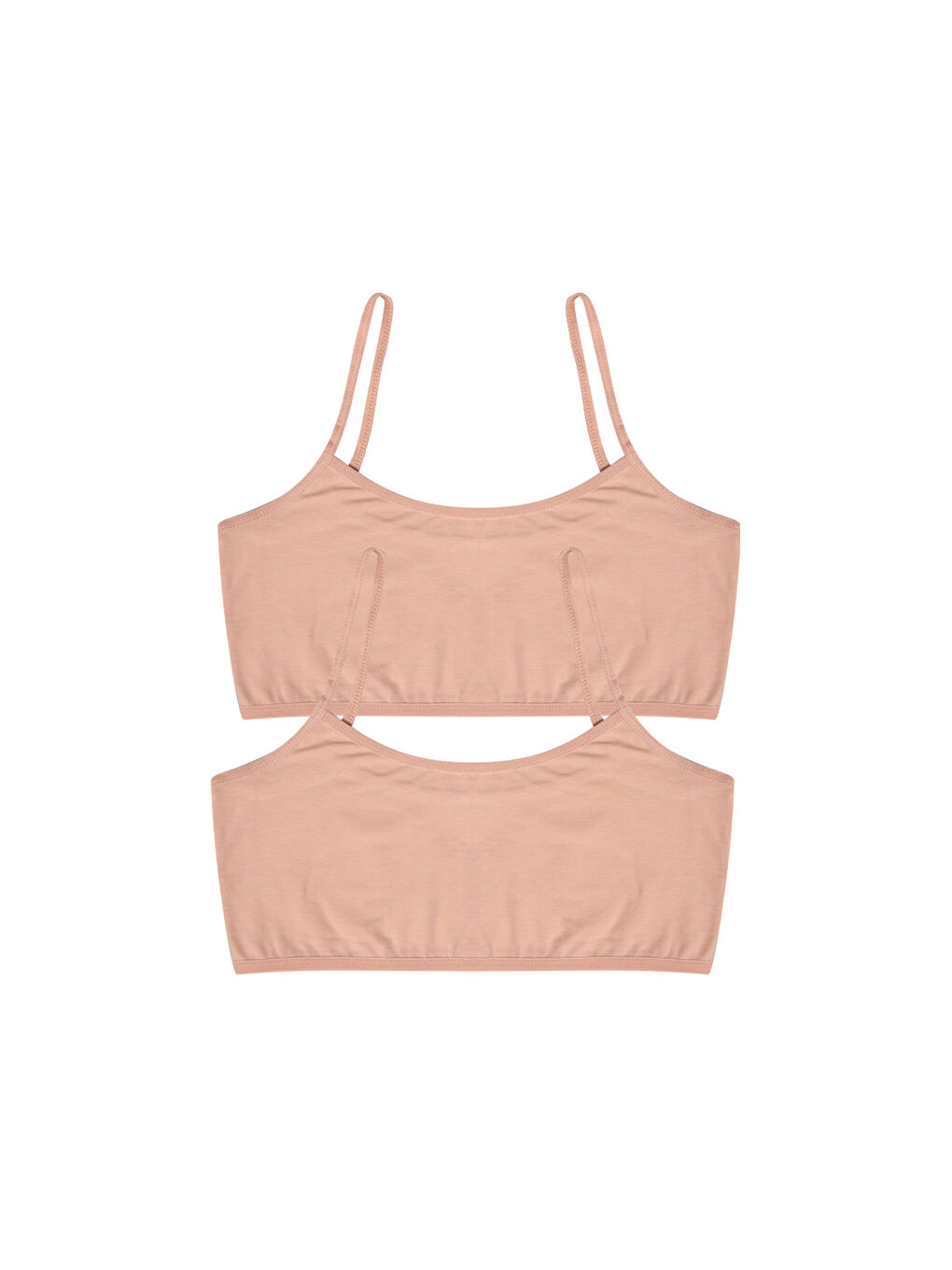 Bej Kadın Siyah Beyaz İp Askılı Büstiyer 2'Li