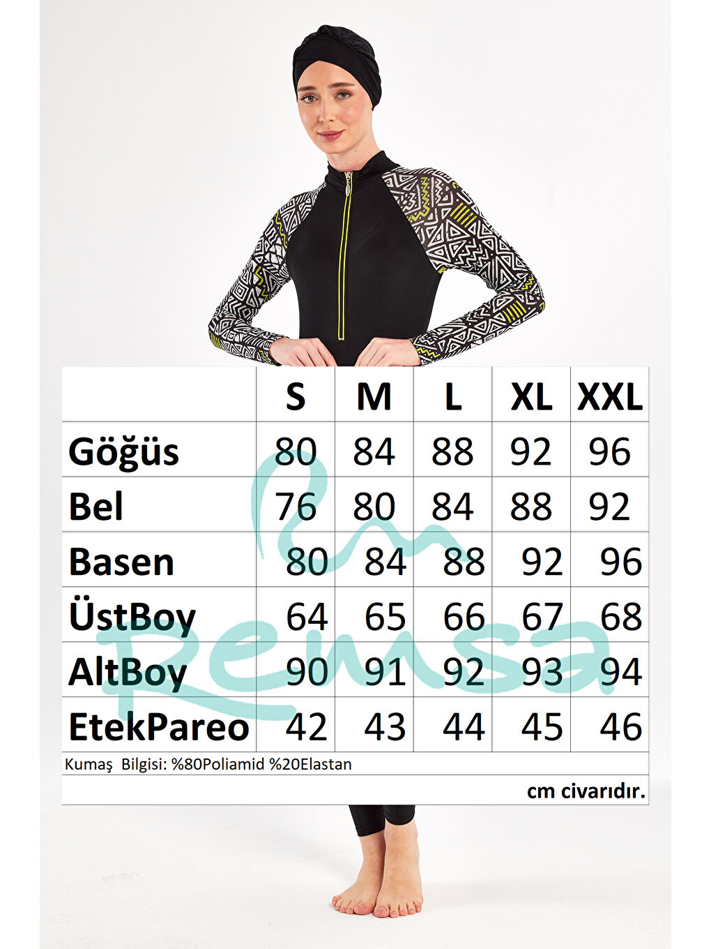 3 Farklı Şekilde Giyilebilir Elastanlı Etekli Tesettür Mayo 1112 Siyah03-2