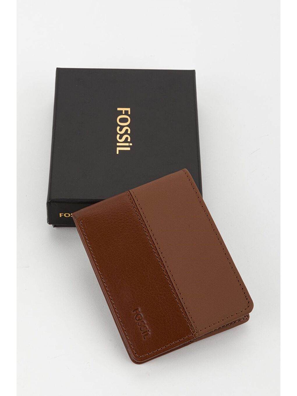 Kahverengi Kutulu Hakiki Deri Yatay Dikişli Taba El Portföyü Kartlık Cüzdan-4