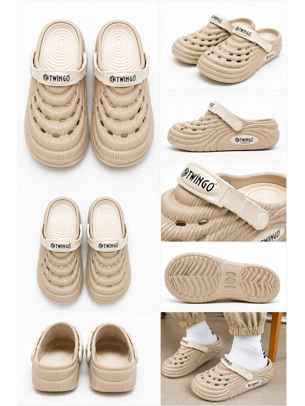 Ekru Unisex Yazlık Terlik – Nefes Alabilir, Yumuşak Tabanlı, Ayarlanabilir Arka Bantlı Sandalet-4
