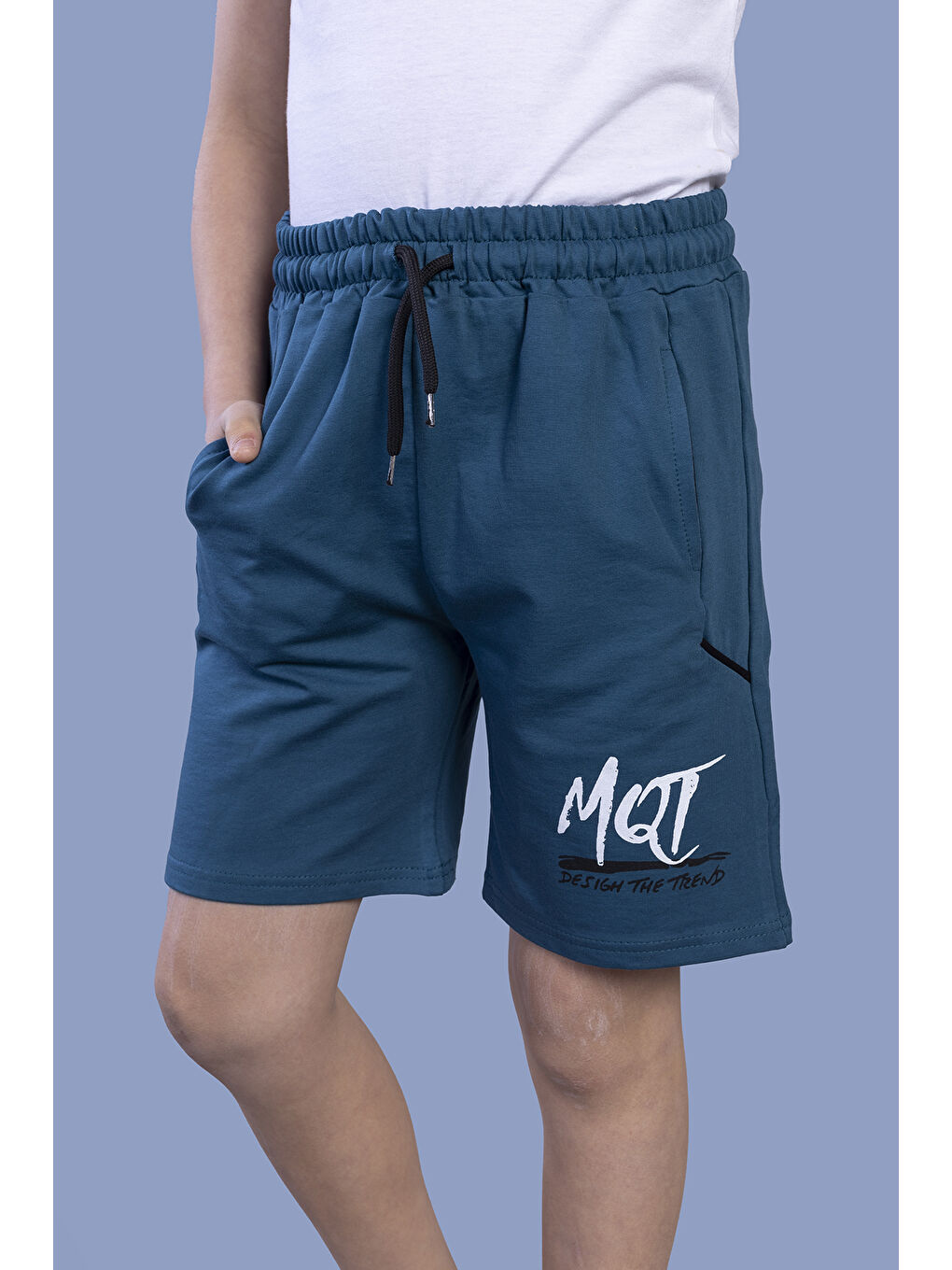 Petrol Erkek Çocuk Baskılı Garni Detaylı Şort