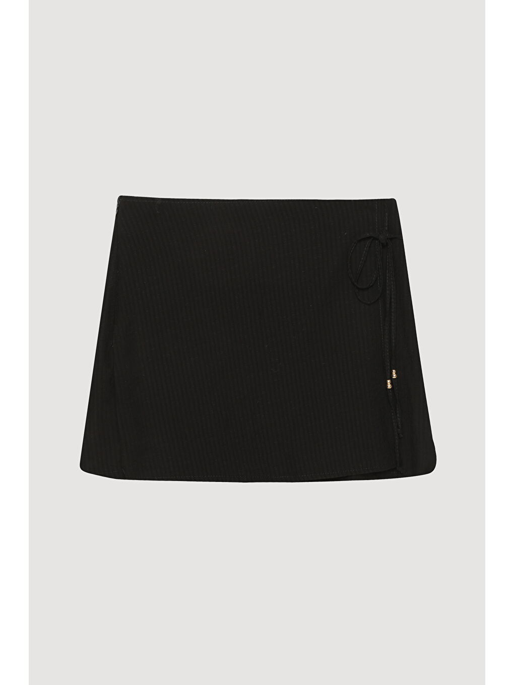 Dokulu Bağcık Detaylı Şort Etek Siyah-1