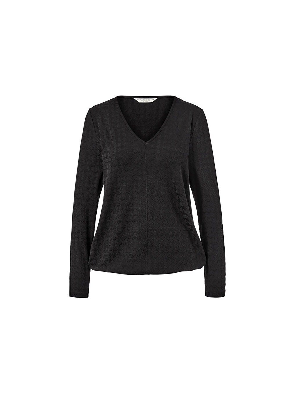 Kadın Tişört, Uzun Kollu, Dokulu, Siyah-3