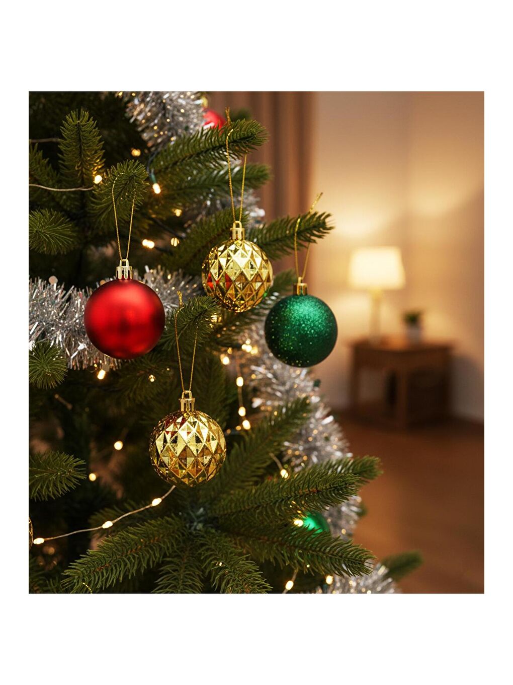 Karışık Yılbaşı Ağaç Süsü Top Seti – 6 Adet