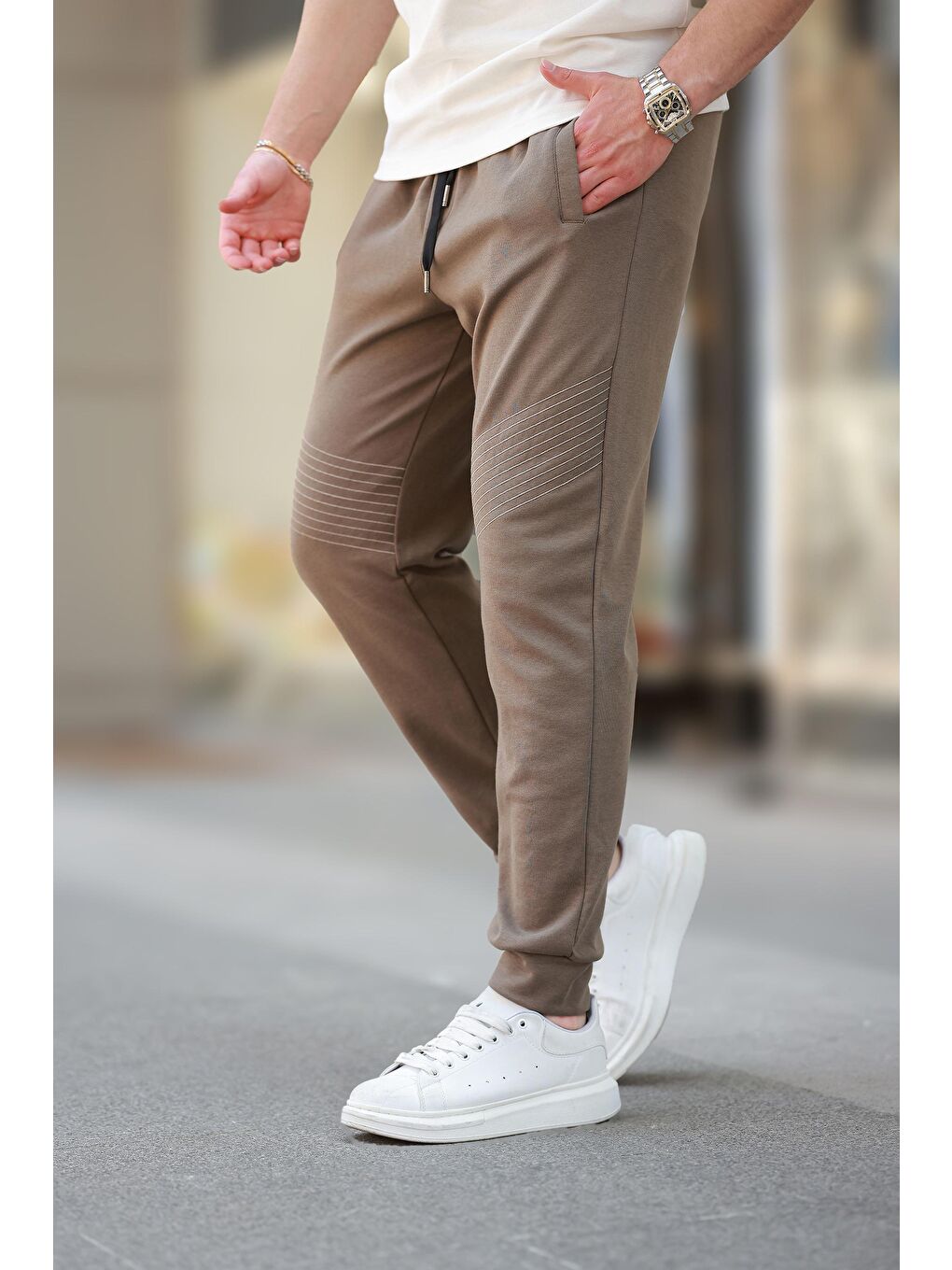 Kahverengi Manşetli Erkek Eşofman Altı E6570-1