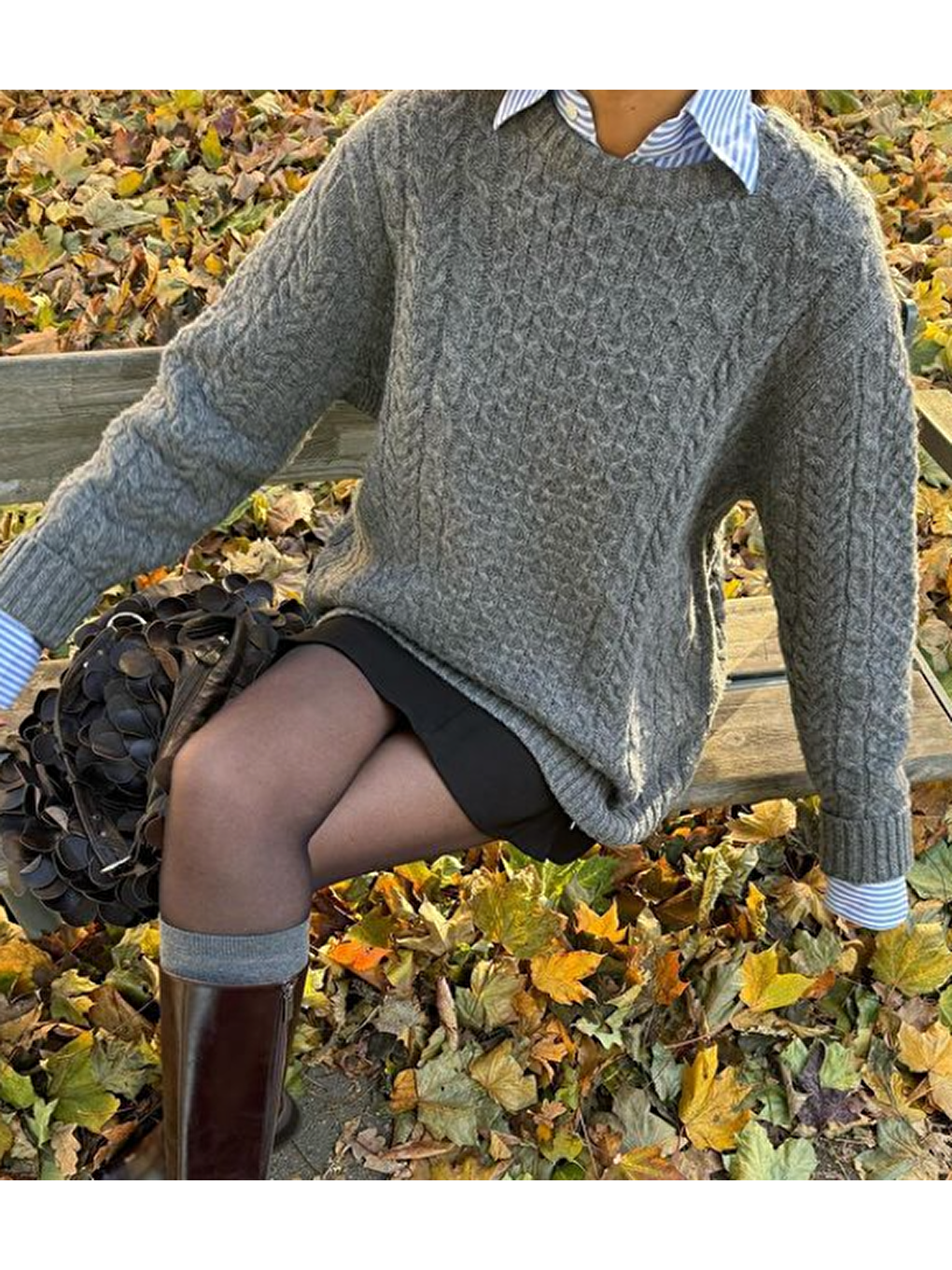 Antrasit Bisiklet Yaka Oversize Triko Kazak Mg1969-6