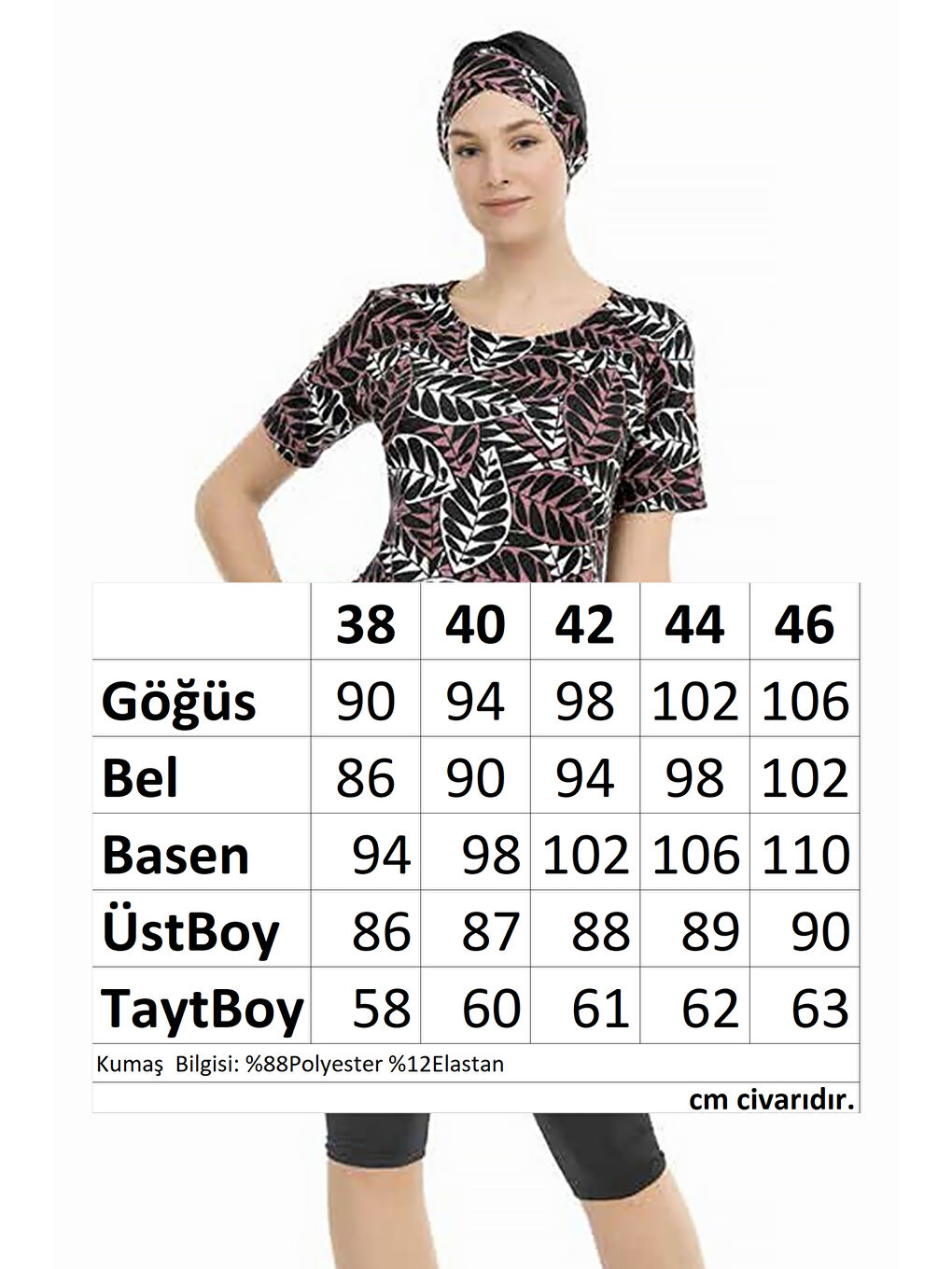 Kısa Kollu Yarı Kapalı Mayo 207-511 Siyah-2