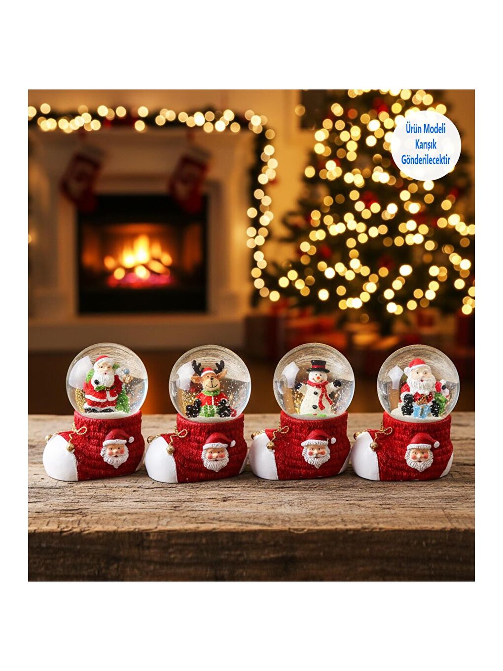 Karışık Çizme Yılbaşı Temalı Mini Kar Küresi-1
