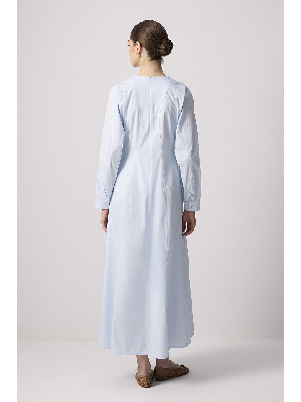 Mavi A Kesim Elbise-3