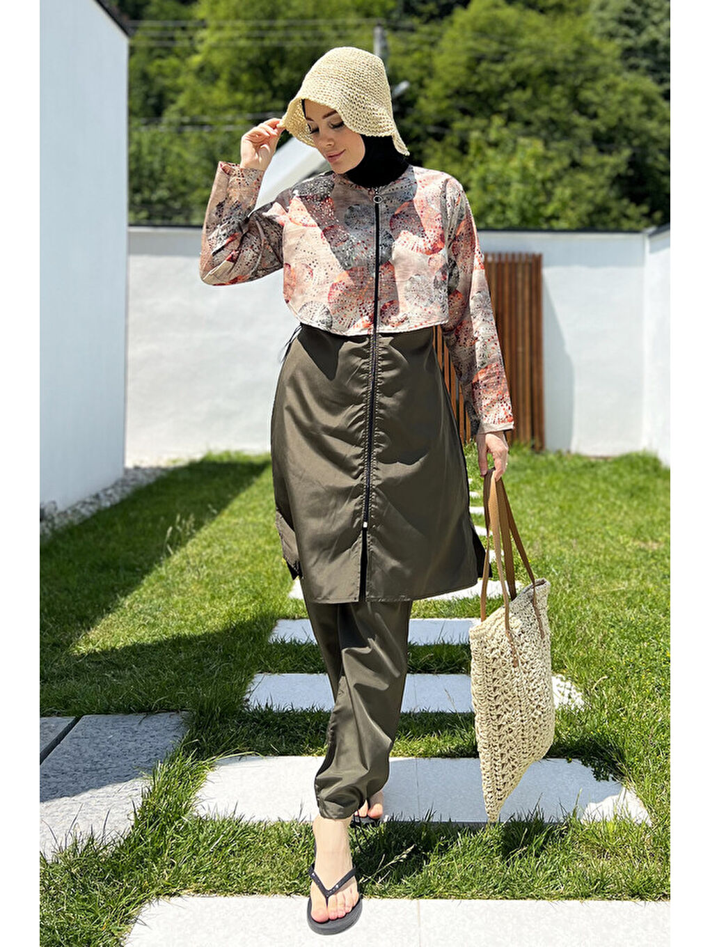 Paraşüt Tam Kapalı Tesettür Mayo Aller 2403 Yeşil-2