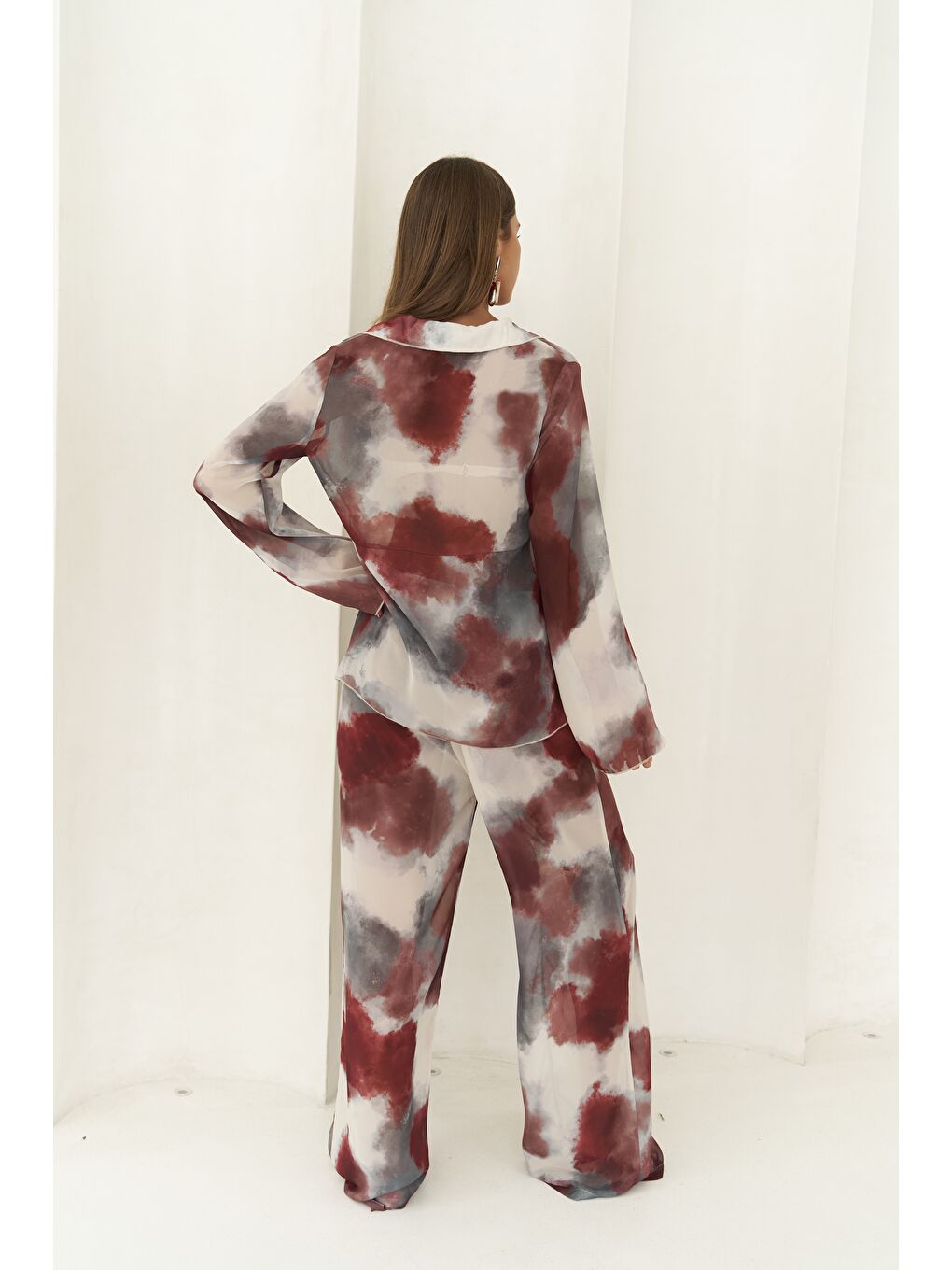 Saifudin Bağcık Detaylı Bordo Gömlek Pantolon Takım-3