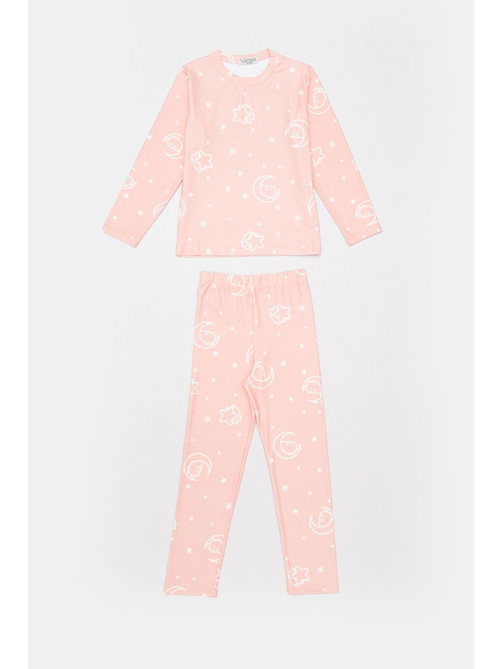 Pembe Kedi Ve Yıldız Desenli Kız Çocuk Pijama Takımı