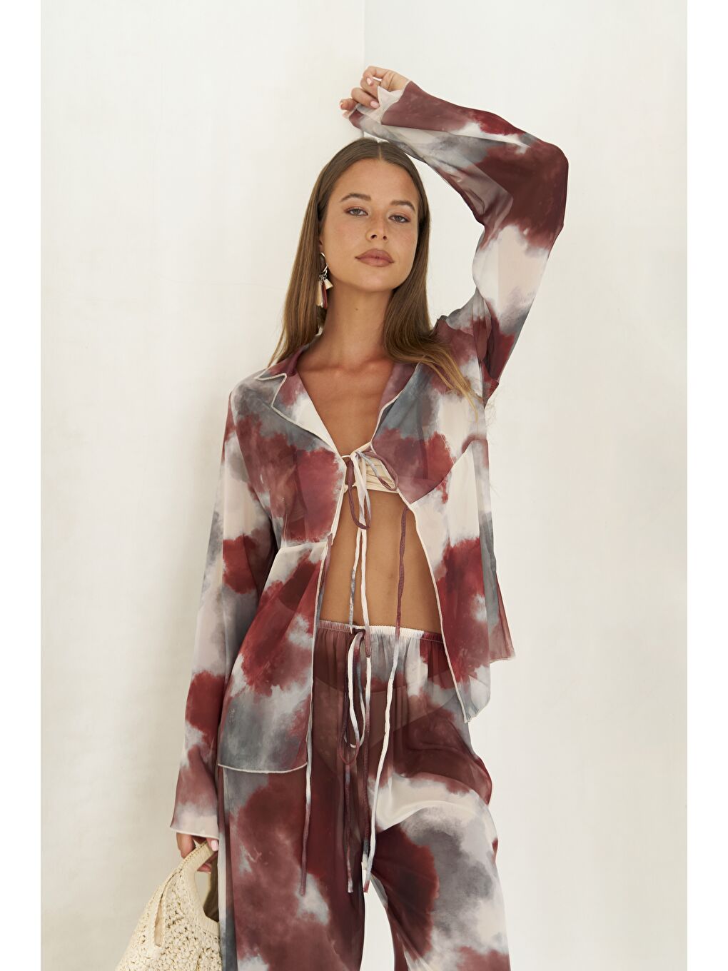 Saifudin Bağcık Detaylı Bordo Gömlek Pantolon Takım-4