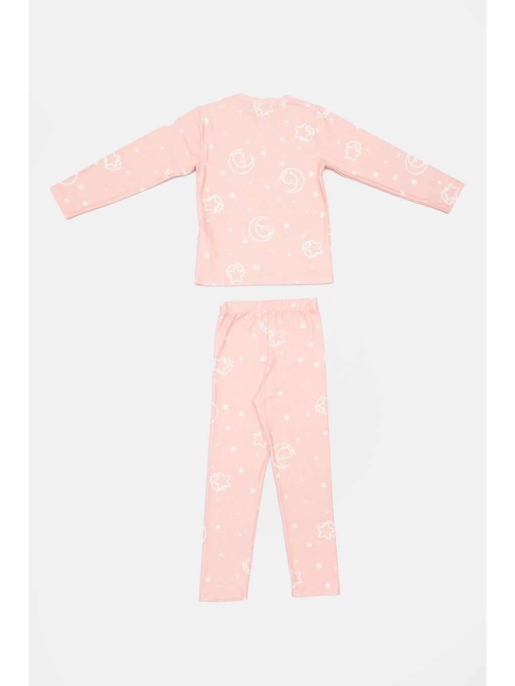Pembe Kedi Ve Yıldız Desenli Kız Çocuk Pijama Takımı-1