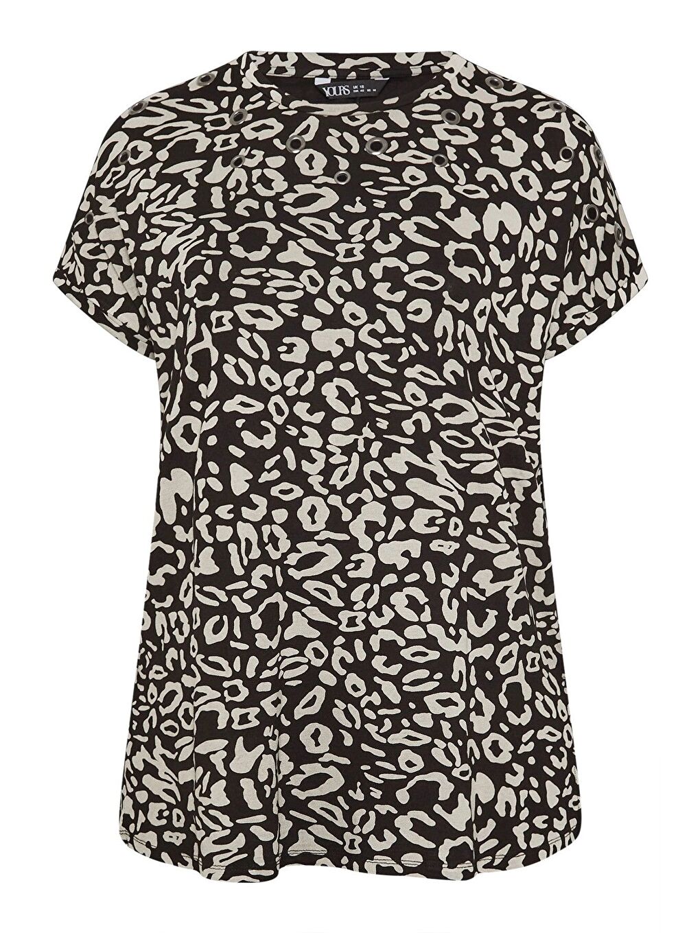 Beyaz Büyük Beden Bisiklet Yaka Kuş Gözü Detaylı Desenli T-shirt 303865-5