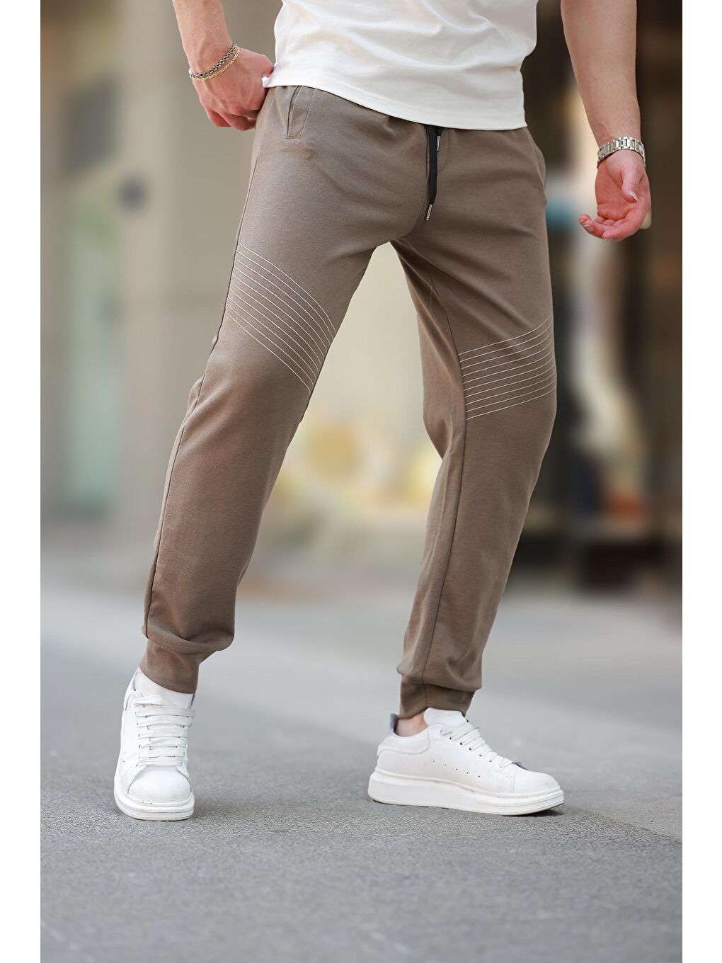 Kahverengi Manşetli Erkek Eşofman Altı E6570-3