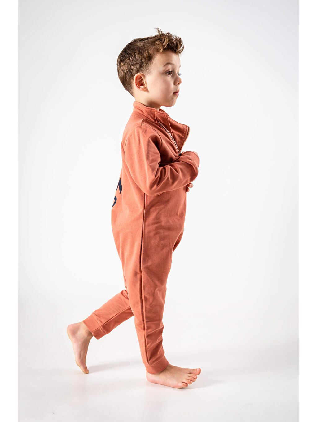 Kahverengi Yandan Fermuarlı  Bebek Tulum-2