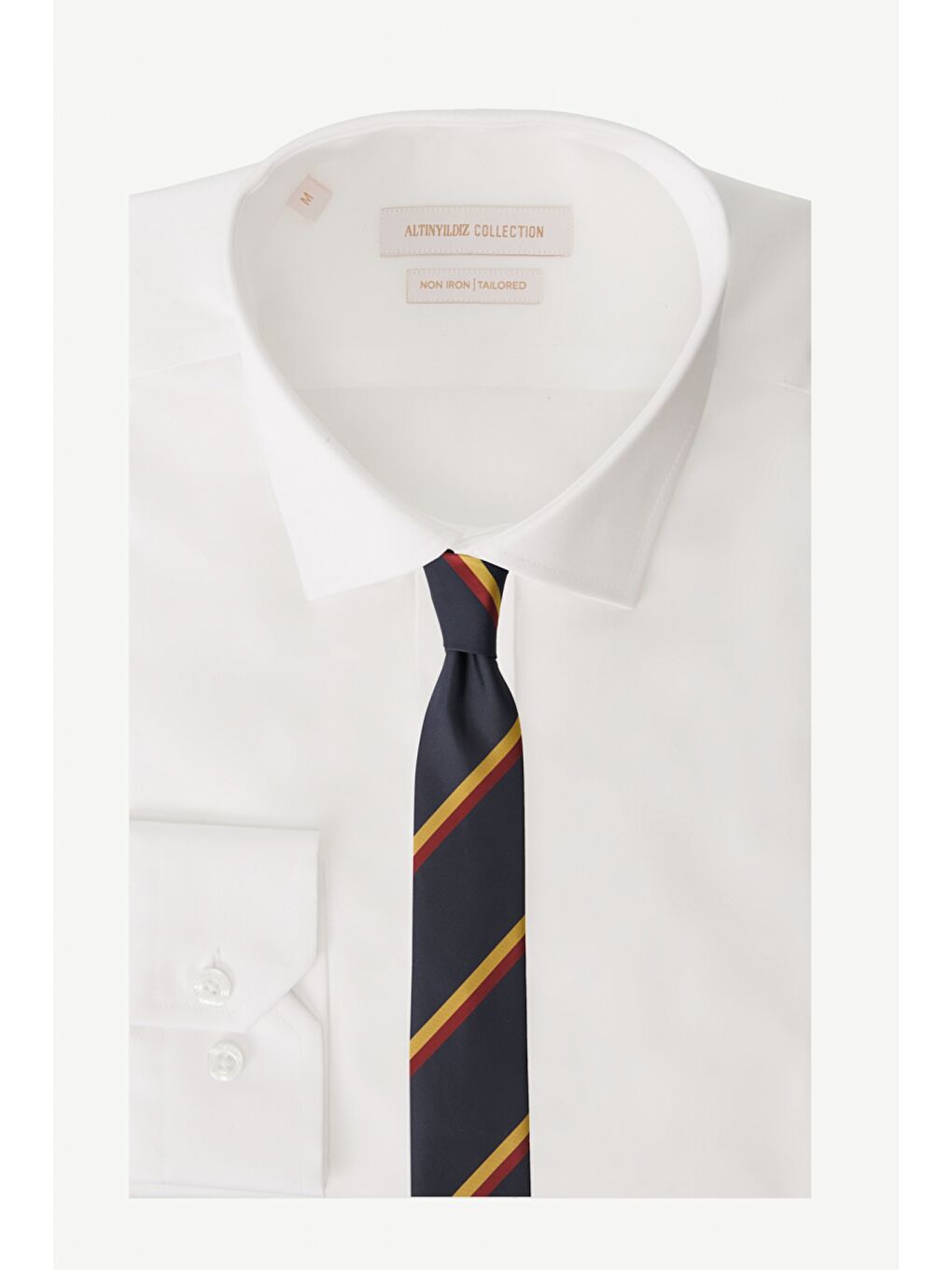 Erkek Lacivert-Sarı Desenli Klasik Nano Kravat-1