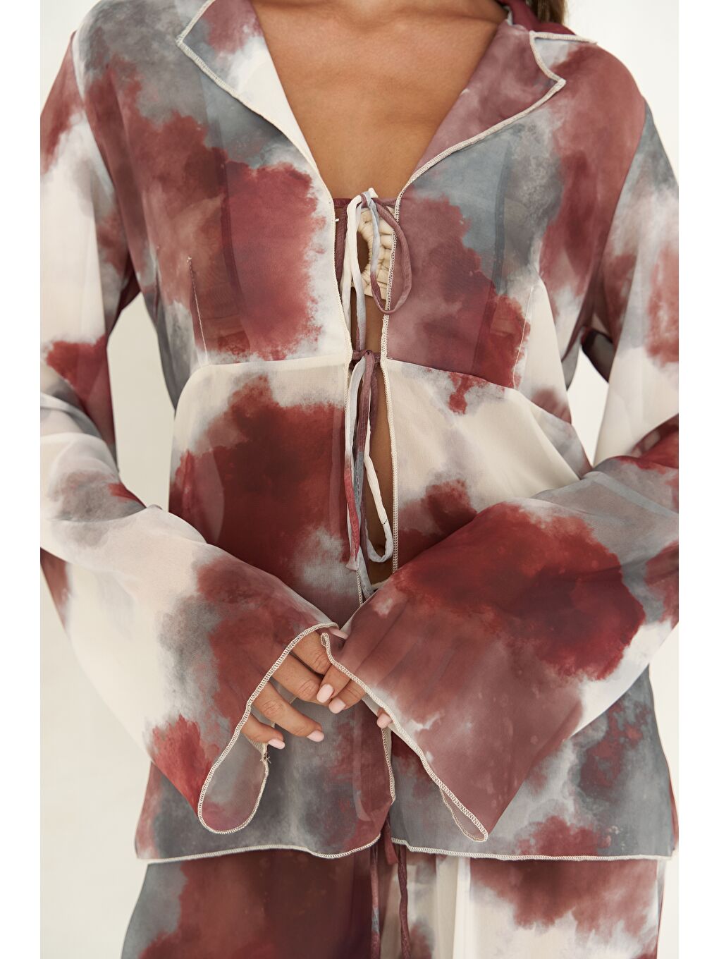 Saifudin Bağcık Detaylı Bordo Gömlek Pantolon Takım-6