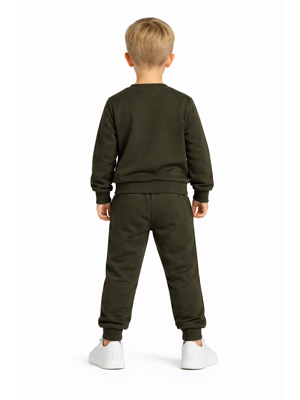 Bisiklet Yaka Yazı Baskılı Haki Renk Erkek Çocuk Eşofman Takımı-2