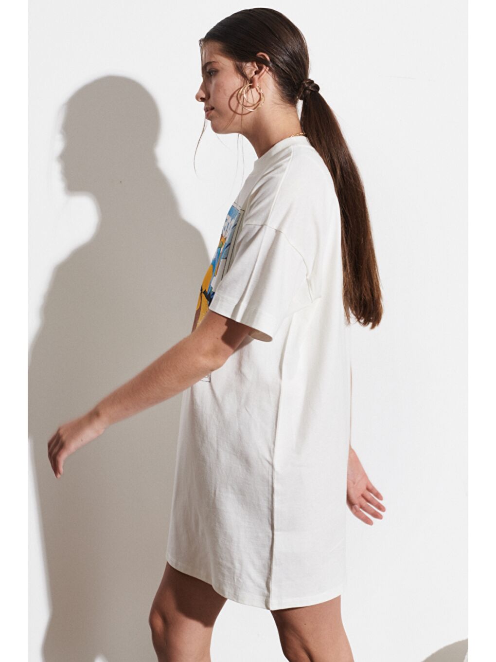 Slim Fit Dar Kesim %100 Pamuk Kısa Kollu Beyaz Elbise-4