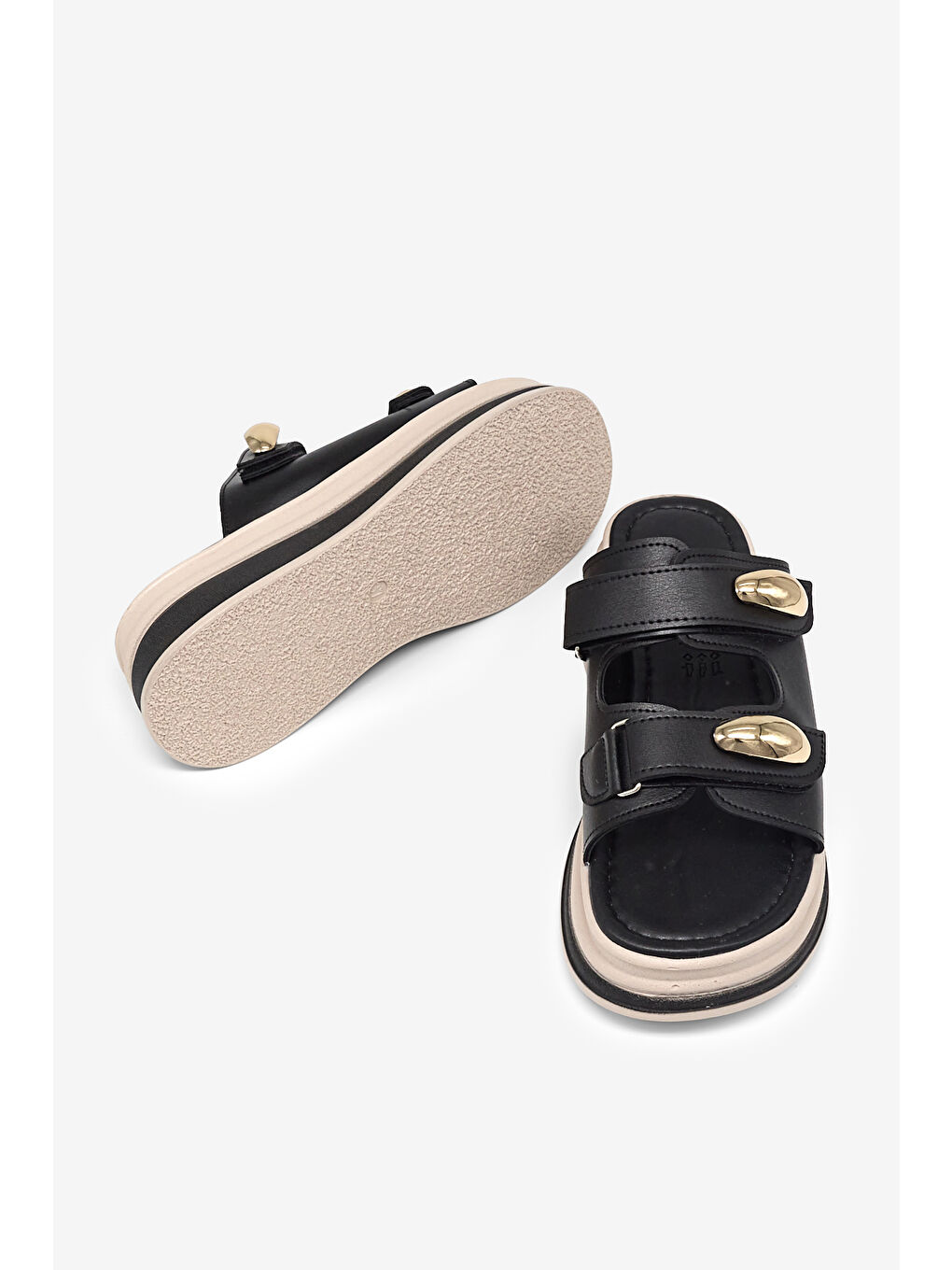 Kadın Siyah Rahat Kalıp Yüksek Taban Cırtlı Terlik-2