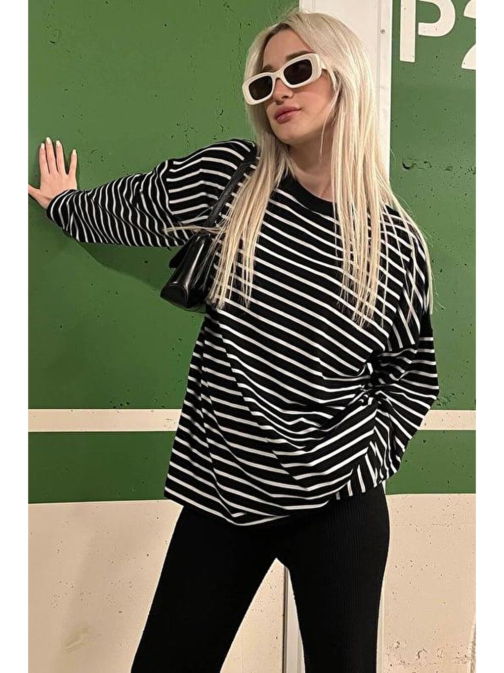 Siyah Çizgili Sweatshirt Mg2572-7