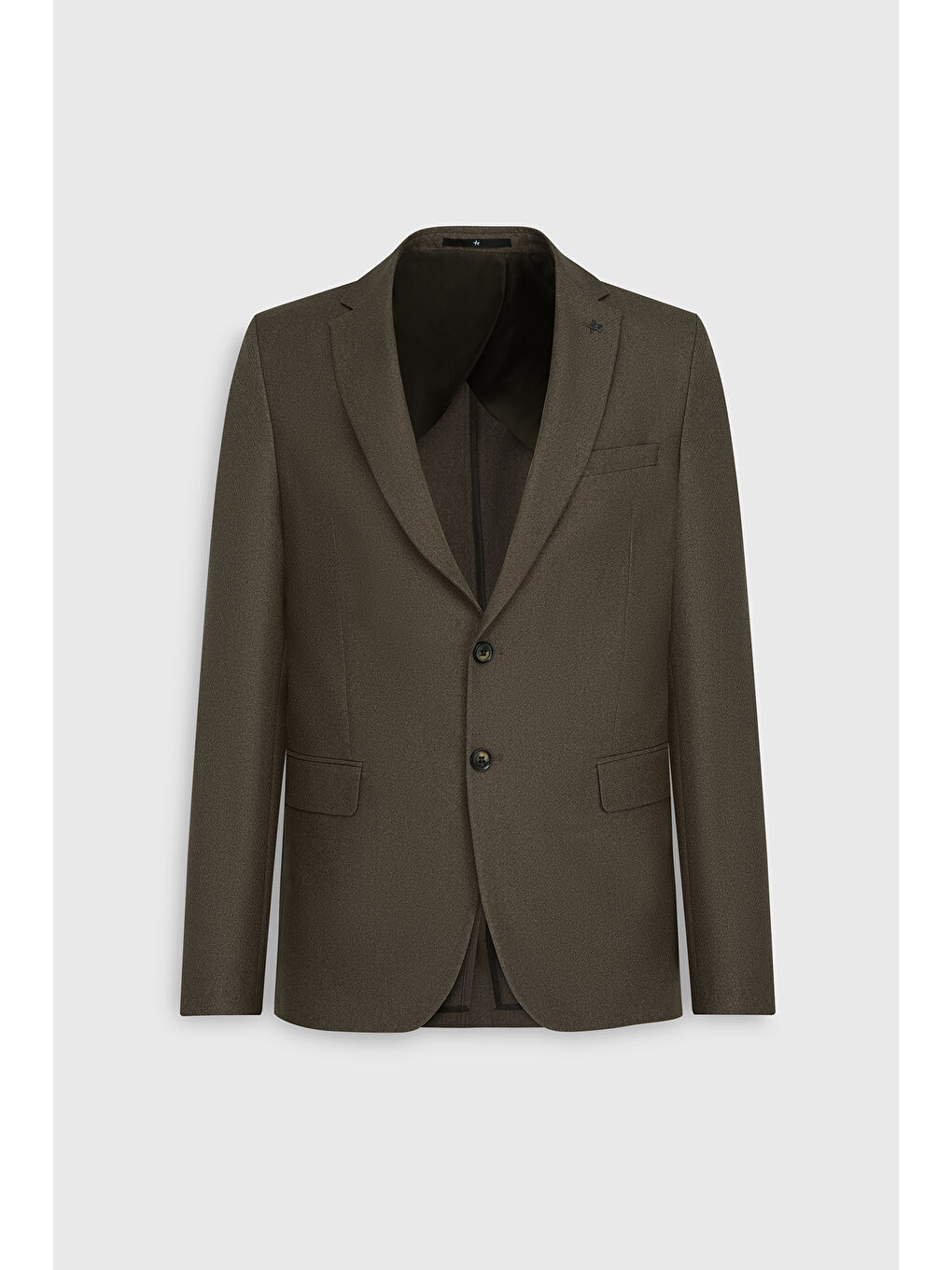 Erkek Kahverengi Slim Fit Dar Kesim Mono Yaka Diagonal Desenli Kapak Cepli Blazer Ceket-6