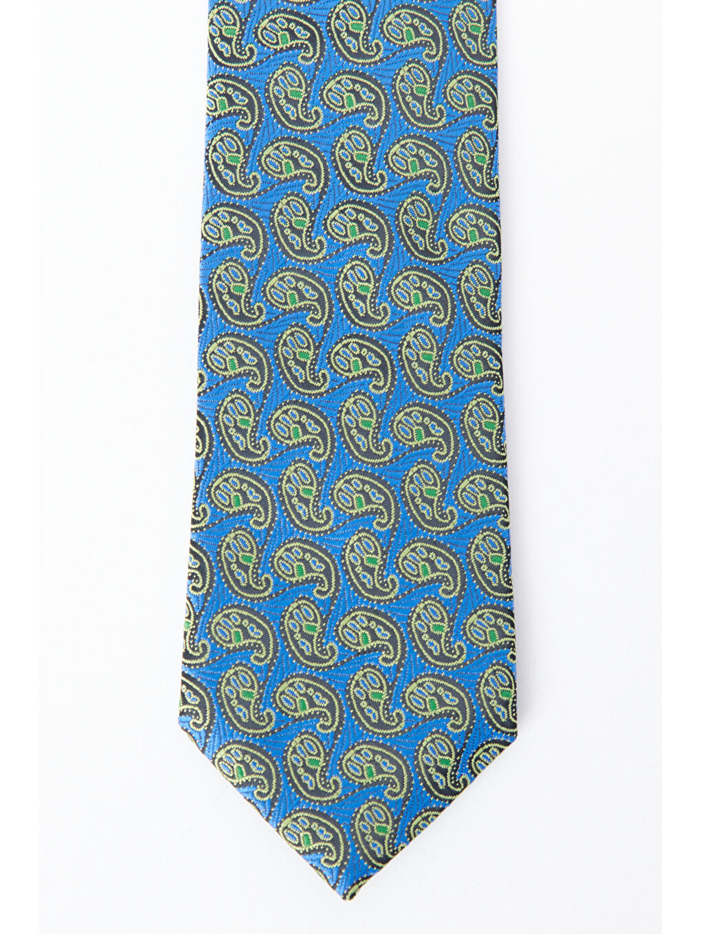 Erkek Mavi-Yeşil Desenli Klasik Kravat-1